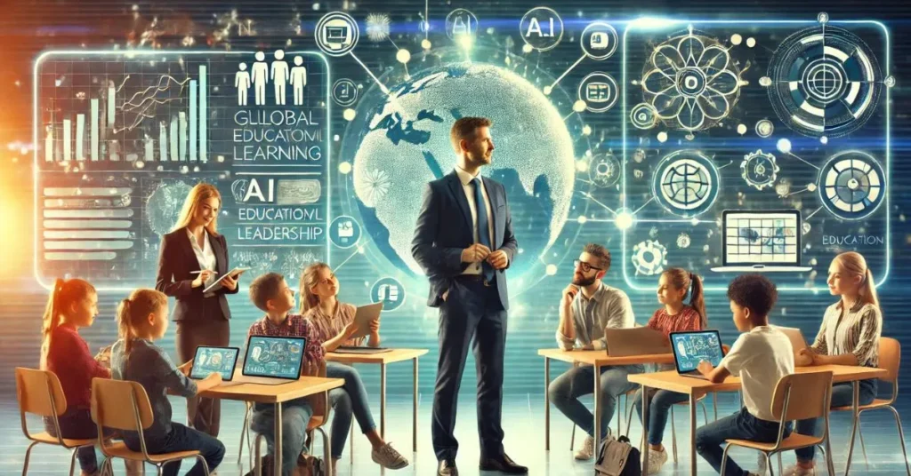 A teacher is standing in the classroom. Number of students are sitting in the classroom.It shows the teacher leadership