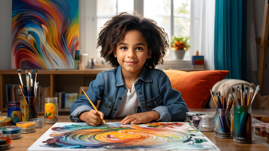 A girl is painting. It shows the life skills for students.