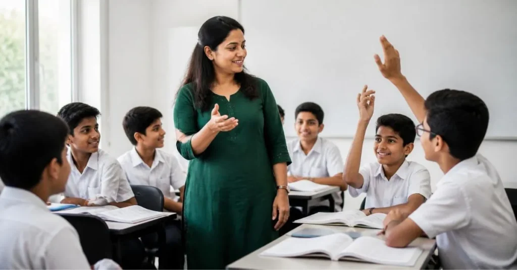 Teacher encouraging curious students to ask questions and explore learning in the classroom
teacher and student engagement
curiosity in the classroom
how teachers create curiosity
student curiosity
engaging students in learning
effective teaching strategies
active learning