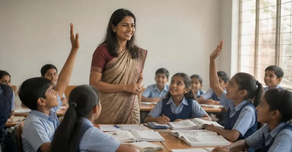 Teacher encouraging curious students to ask questions and explore learning in the classroom
active learning
student engagement
classroom learning
questioning in teaching
critical thinking skills
learning through curiosity
motivating students to learn