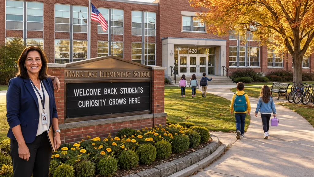 Daily leadership reflection checklist featuring 15 questions for modern school principals to improve school management, teacher support, student well-being, and instructional leadership.