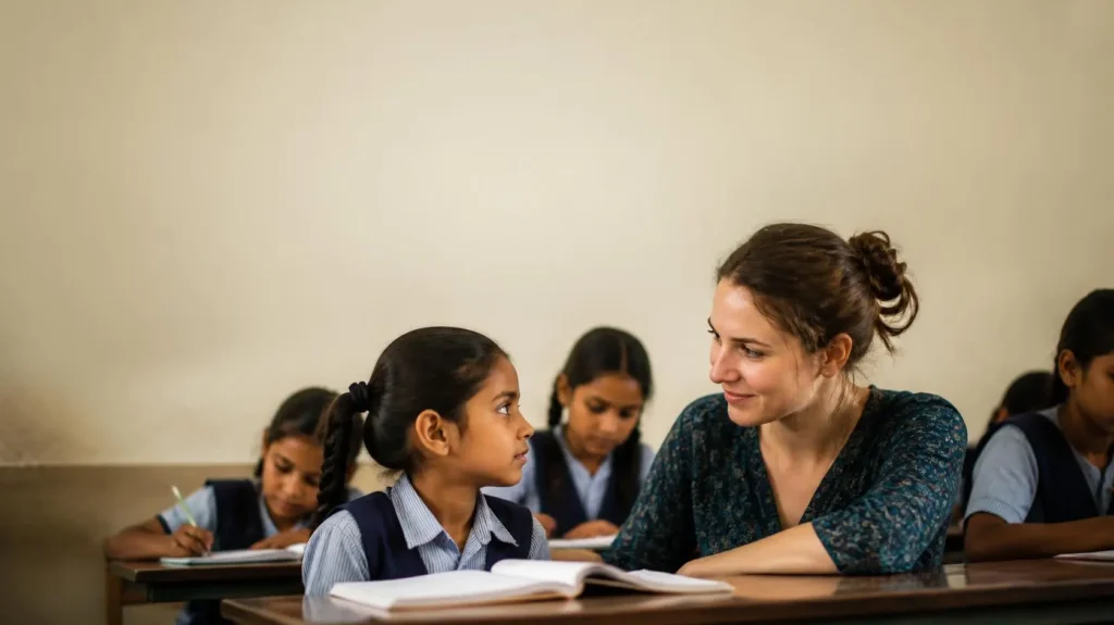 An empathetic teacher listening to and supporting students in a classroom,
Importance of empathy in teaching,
Qualities of an empathetic teacher,
Empathy in the classroom,
How teachers can show empathy,
Teacher-student relationships,
Empathetic teaching strategies,
Positive classroom environment,
