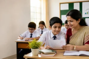 Teacher helping a student focus on learning and personal growth
