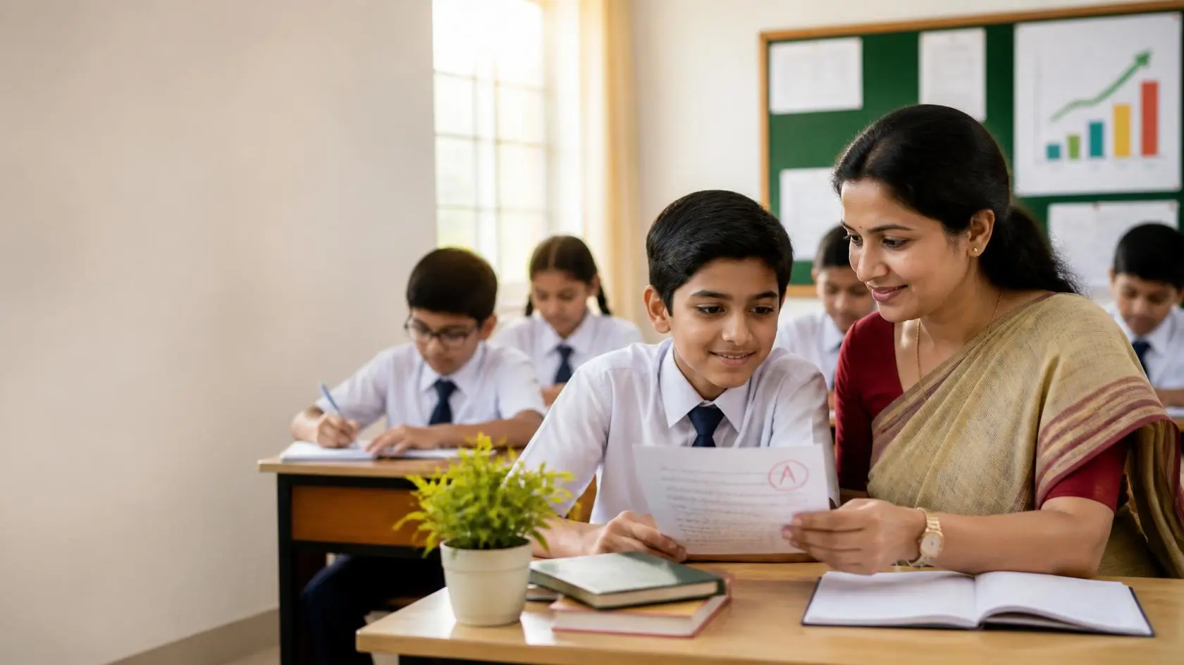 Teacher helping a student focus on learning and personal growth