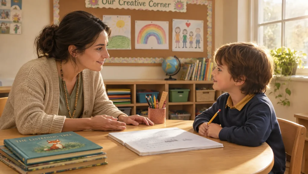 Teacher understanding a child's behaviour before correcting them