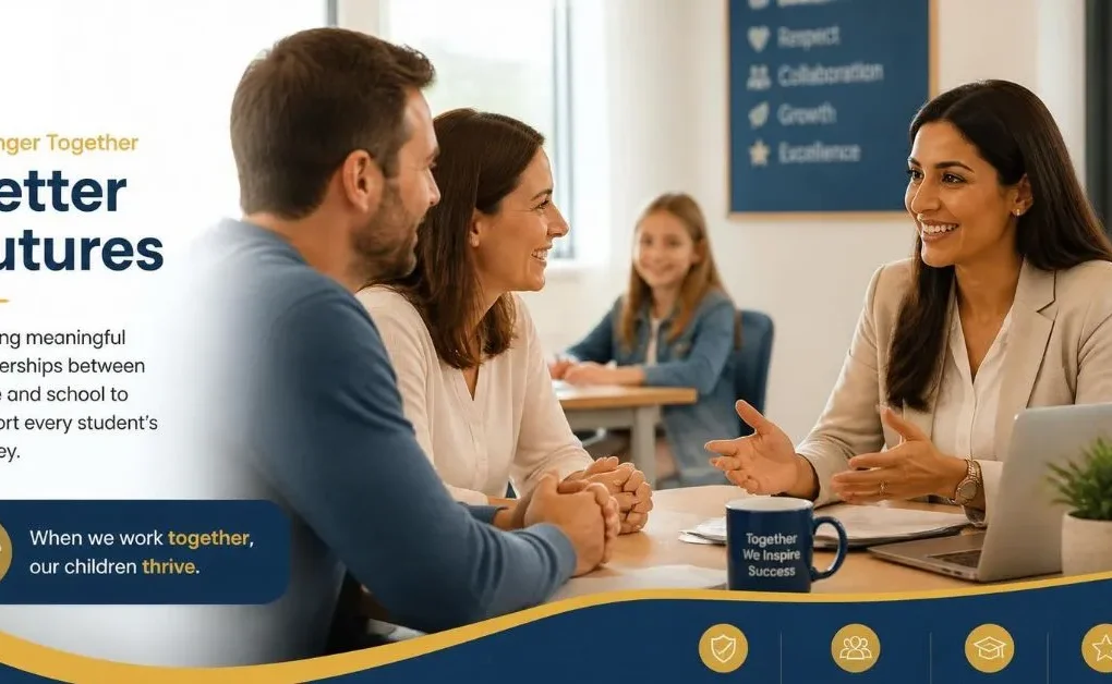 Teacher communicating respectfully with parents to support student learning and development.