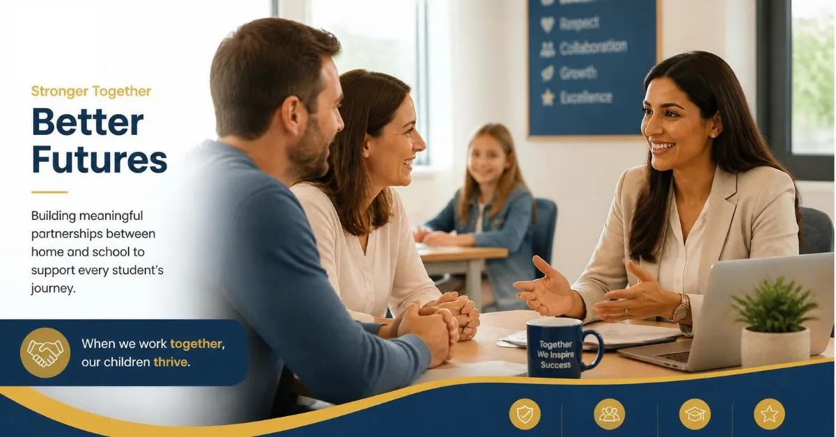 Teacher communicating respectfully with parents to support student learning and development.