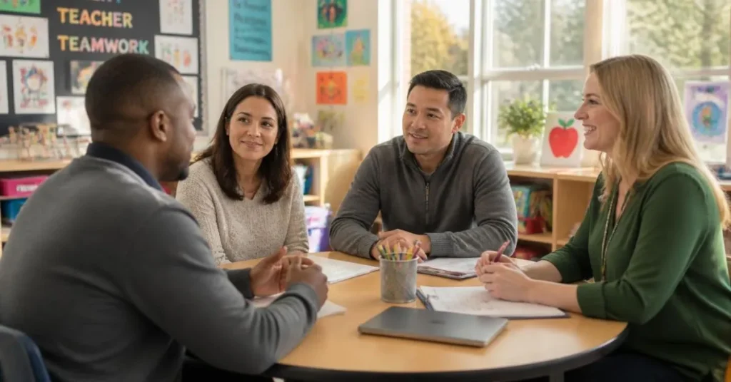 Teacher communicating respectfully with parents to support student learning and development.
Teacher-parent communication, Building trust with parents, Parent-teacher relationships, Effective communication with parents, Tips for teachers, Parent engagement in education