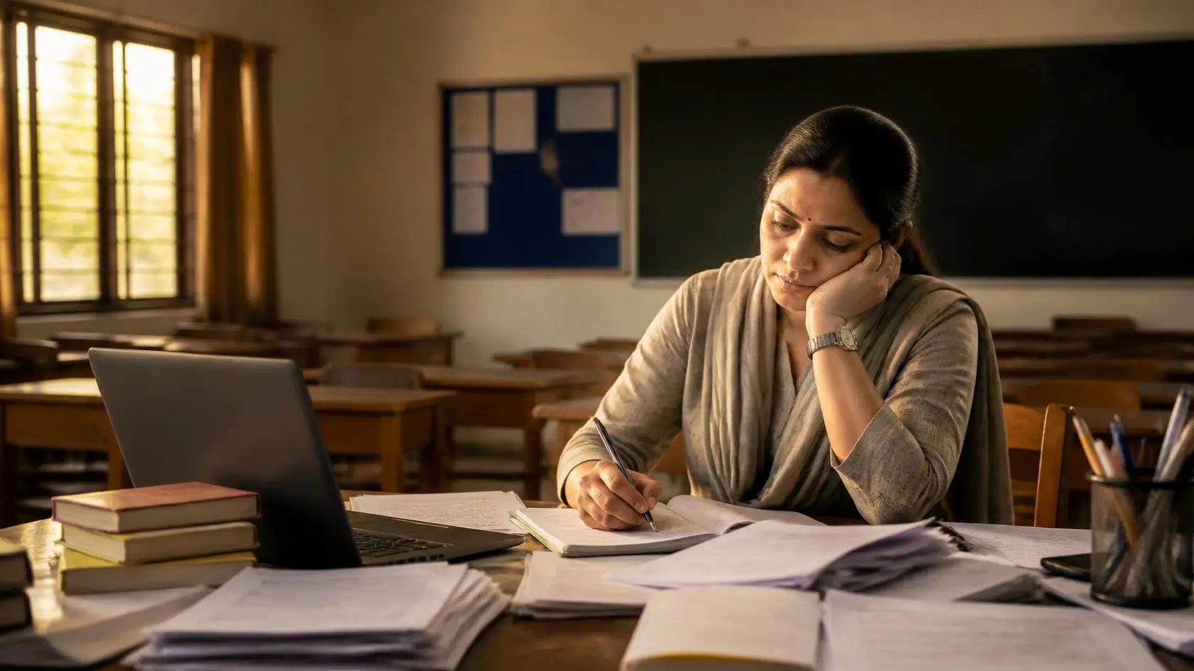 Teacher facing workload and pressure in school