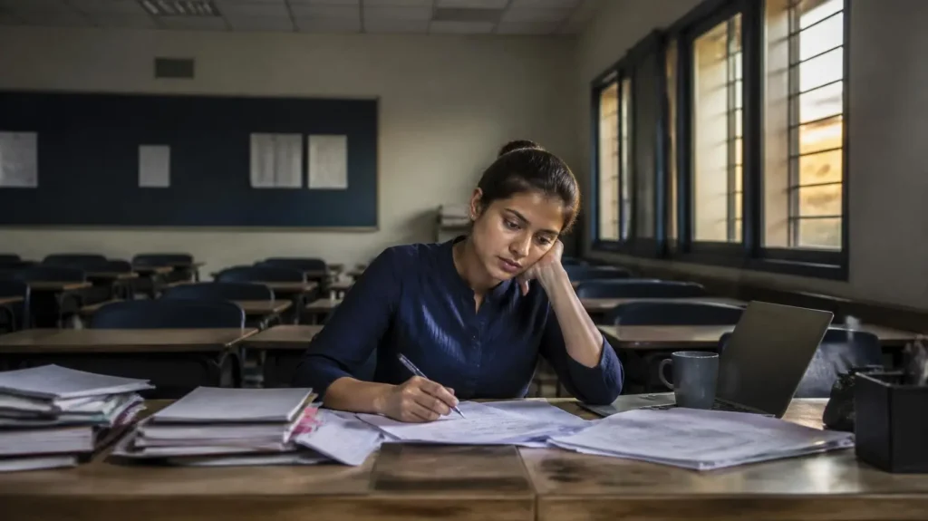 Teacher facing workload and pressure in school