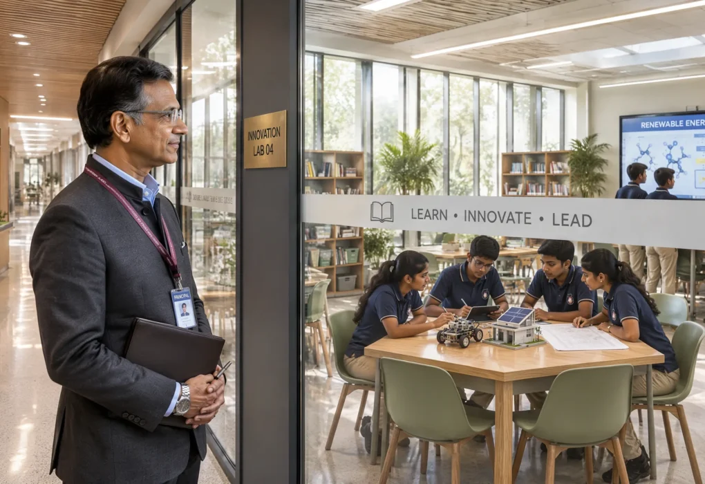 A school principal demonstrating visionary leadership to build a better future for the school